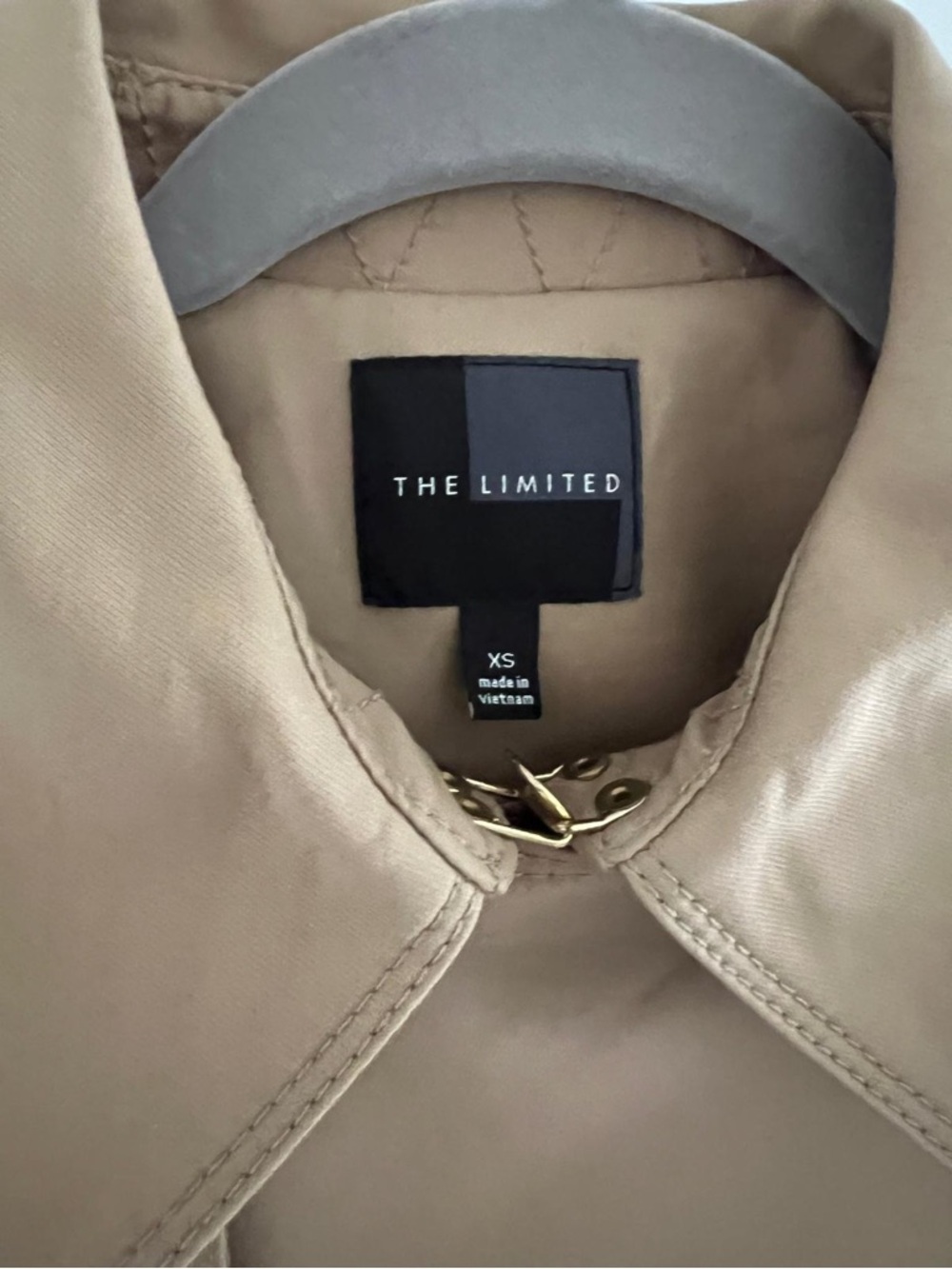 The Limited Beige Trench Coat with Gold-Tone Chain Detail